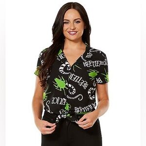 Spirit Halloween Beetlejuice Button up Crop Top